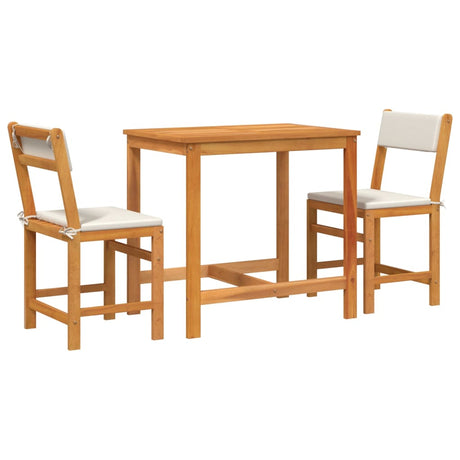 3 Piece Balcony Set With Cushions Solid Wood Acacia