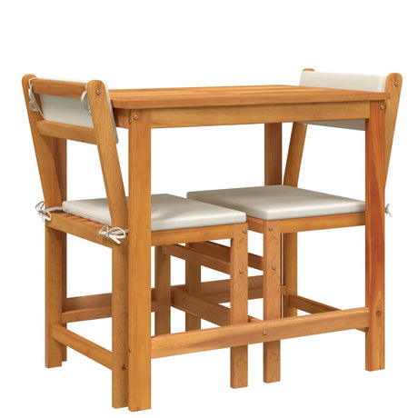 3 Piece Balcony Set With Cushions Solid Wood Acacia