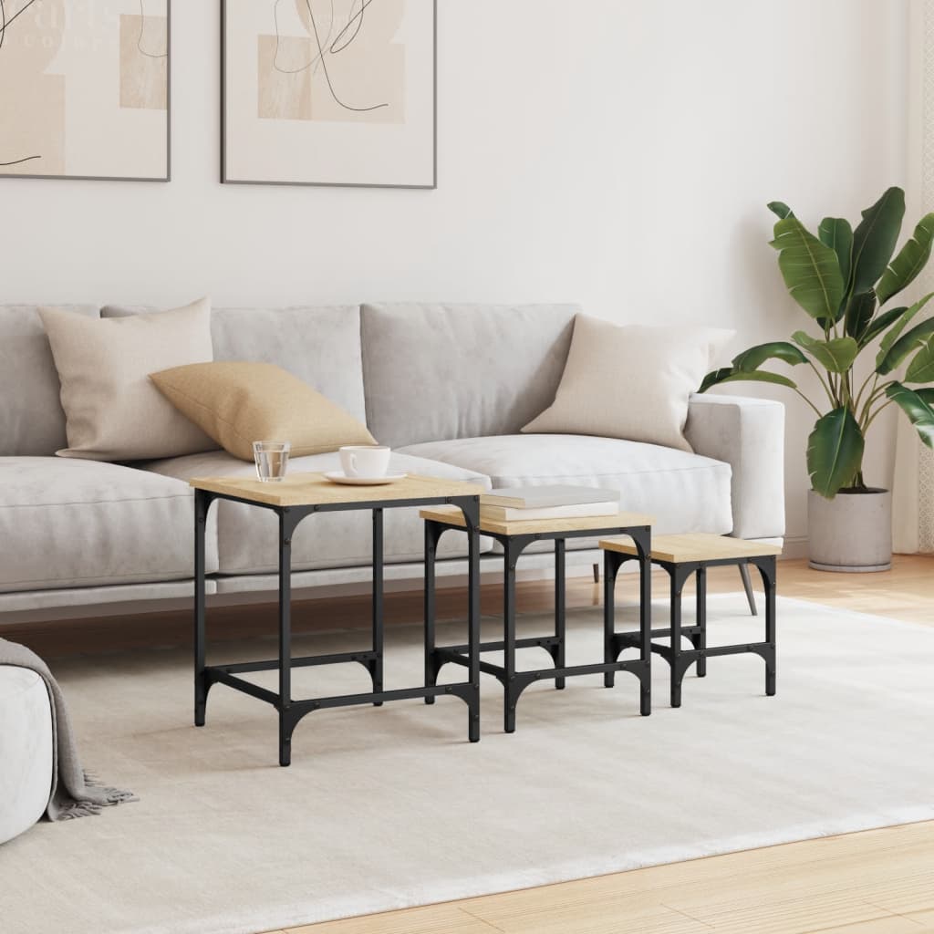 Nesting Coffee Tables 3 Pcs Engineered Wood
