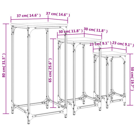 Nesting Side Tables 3 Pcs Engineered Wood