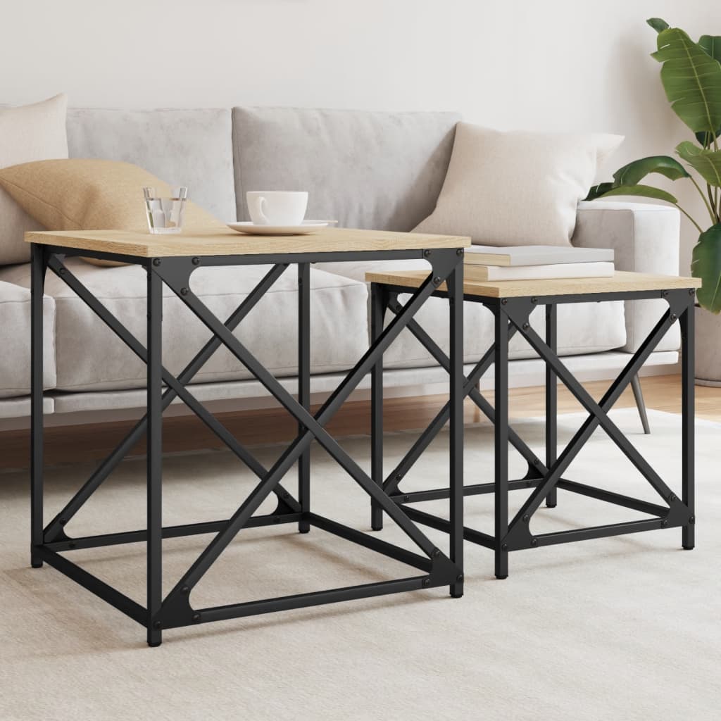 Nesting Coffee Tables 2 Pcs Engineered Wood