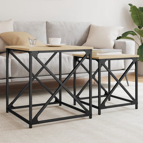 Nesting Coffee Tables 2 Pcs Engineered Wood