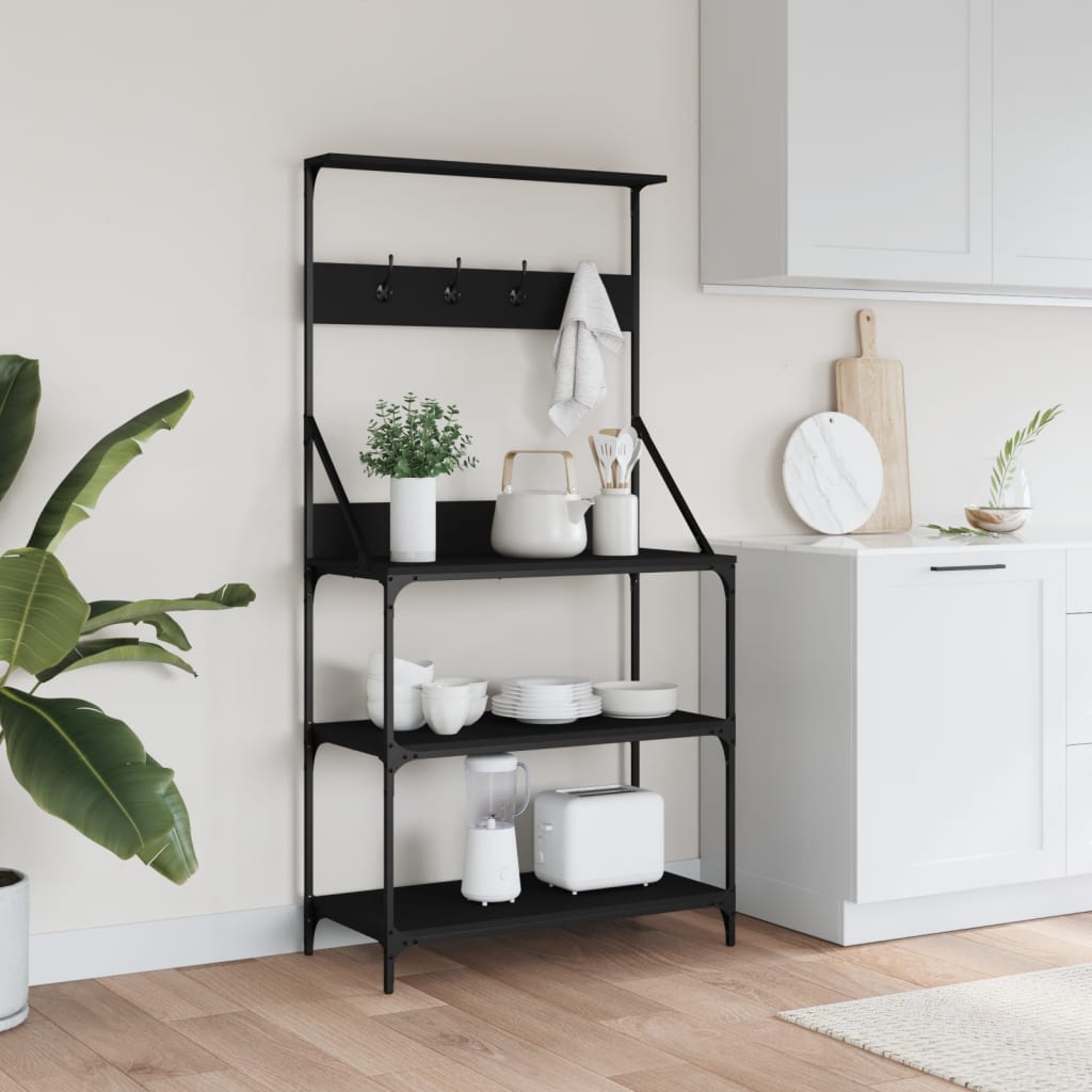 Baker's Rack With Hooks 4-Tier Engineered Wood