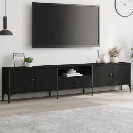 Tv Cabinet With Drawer 200X25X44 Cm Engineered Wood