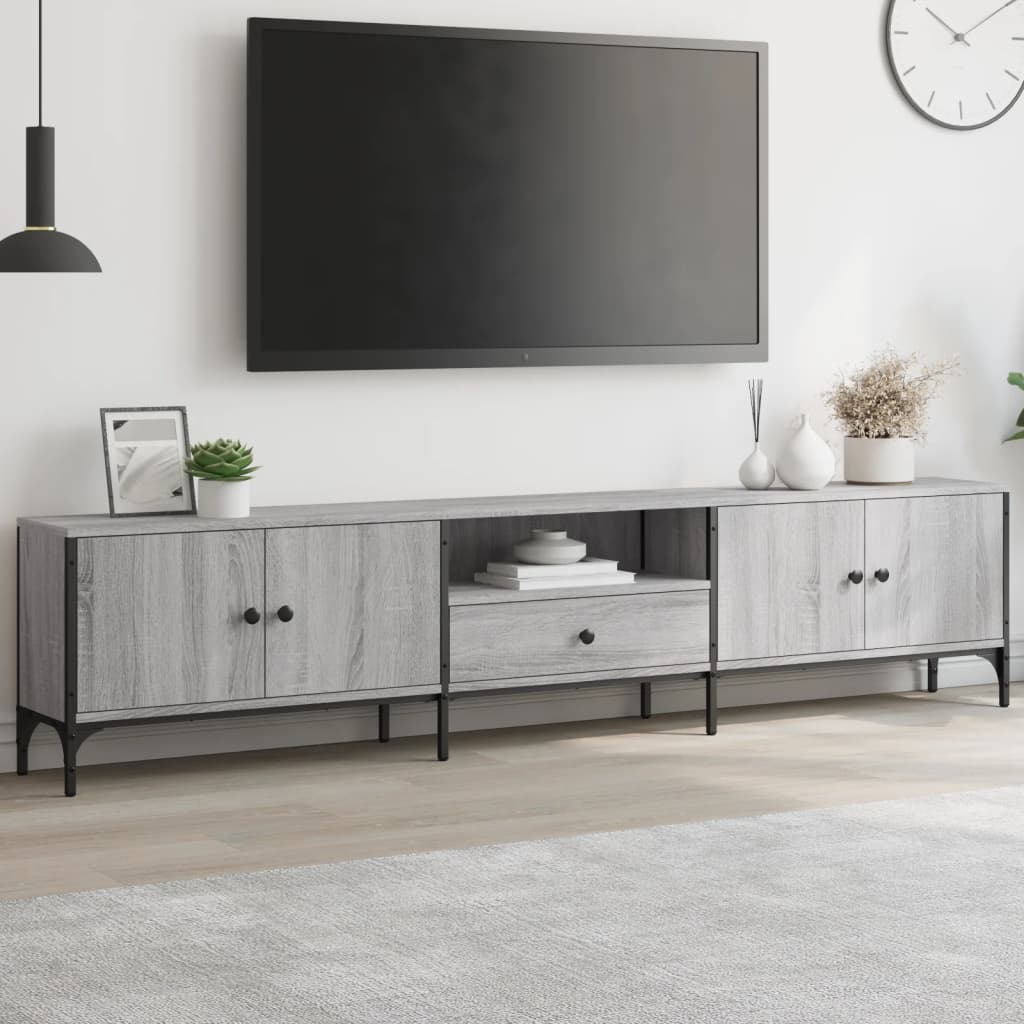 Tv Cabinet With Drawer 200X25X44 Cm Engineered Wood
