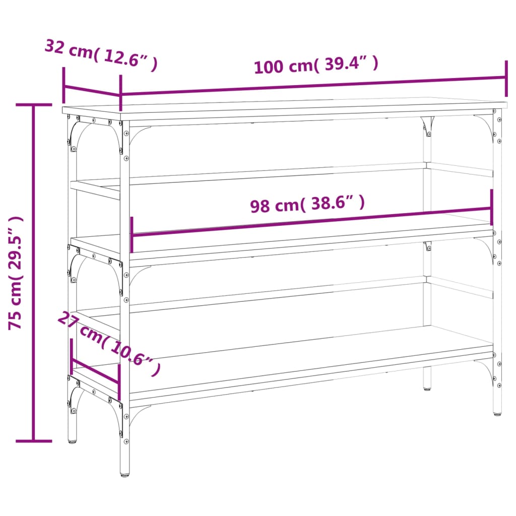 Console Table Grey Sonoma 100x32x75 cm Engineered Wood