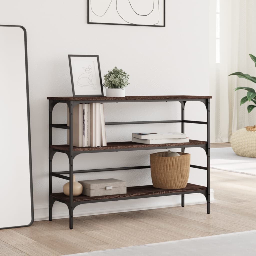 Console Table Brown Oak 100x32x75 cm Engineered Wood