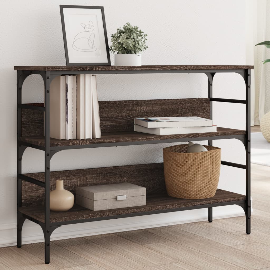 Console Table Brown Oak 100x32x75 cm Engineered Wood