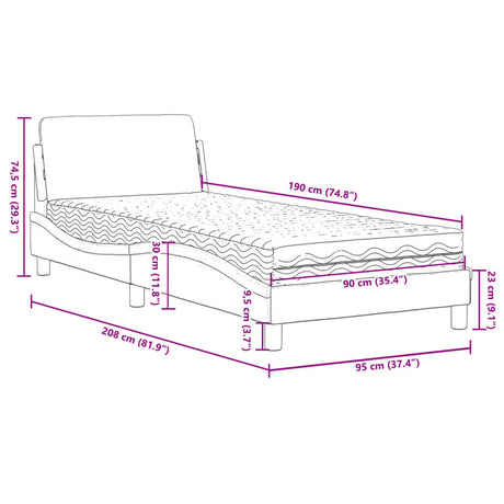 Bed With Mattress &quot;Dover&quot; Single Faux Leather