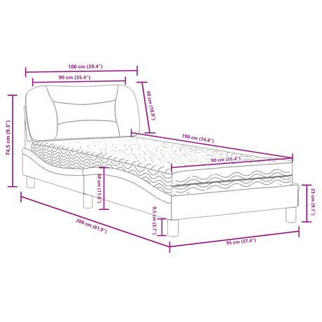 Bed With Mattress &quot;Hvar&quot; 90X190 Cm Single Faux Leather