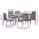 7 Piece Garden Dining Set With Cushions Black Poly Rattan