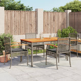 5 Piece Garden Dining Set With Cushions Grey Poly Rattan