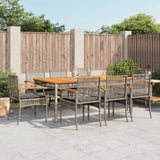5 Piece Garden Dining Set With Cushions Grey Poly Rattan