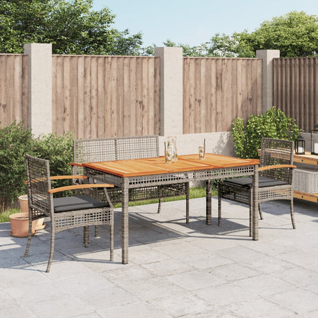 5 Piece Garden Dining Set With Cushions Grey Poly Rattan