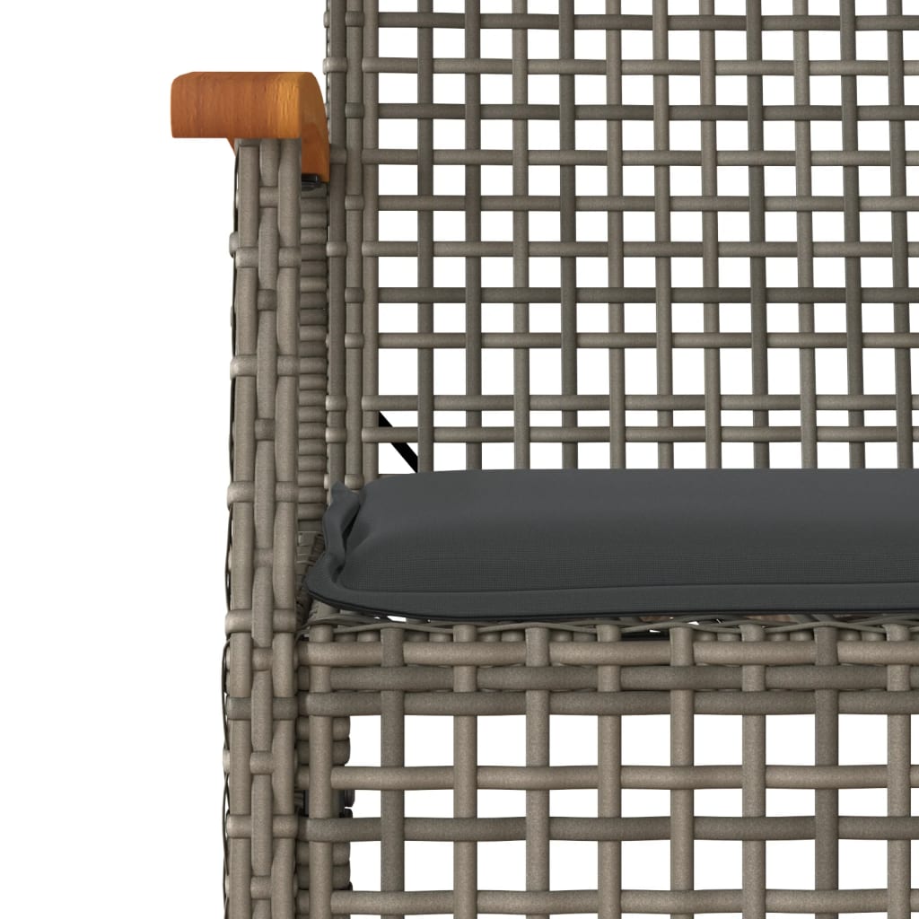5 Piece Garden Dining Set With Cushions Grey Poly Rattan