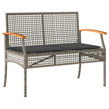 5 Piece Garden Dining Set With Cushions Grey Poly Rattan