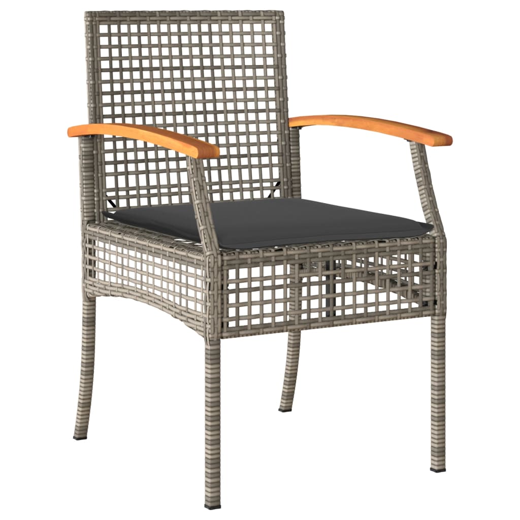 5 Piece Garden Dining Set With Cushions Grey Poly Rattan