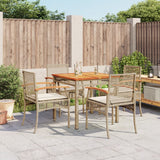 7 Piece Garden Dining Set With Cushions Beige Poly Rattan