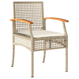 7 Piece Garden Dining Set With Cushions Beige Poly Rattan