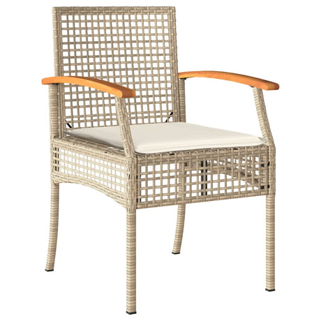 7 Piece Garden Dining Set With Cushions Beige Poly Rattan