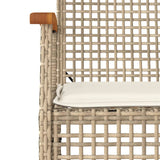 7 Piece Garden Dining Set With Cushions Beige Poly Rattan