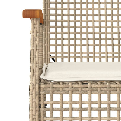 7 Piece Garden Dining Set With Cushions Beige Poly Rattan