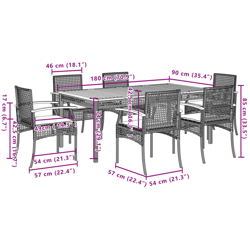 7 Piece Garden Dining Set With Cushions Beige Poly Rattan
