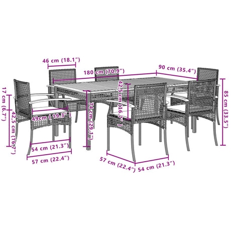7 Piece Garden Dining Set With Cushions Beige Poly Rattan