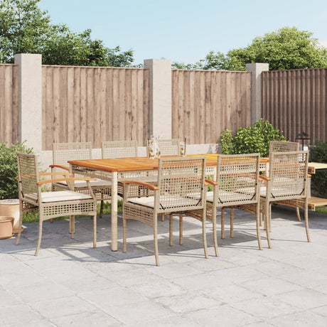 7 Piece Garden Dining Set With Cushions Beige Poly Rattan