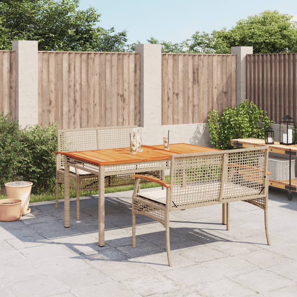 7 Piece Garden Dining Set With Cushions Beige Poly Rattan
