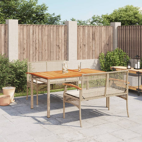 7 Piece Garden Dining Set With Cushions Beige Poly Rattan