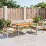 7 Piece Garden Dining Set With Cushions Beige Poly Rattan