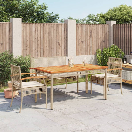 7 Piece Garden Dining Set With Cushions Beige Poly Rattan