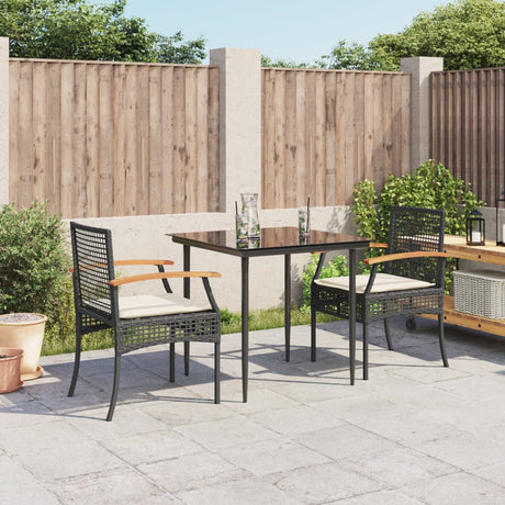 3 Piece Garden Dining Set With Cushions Poly Rattan