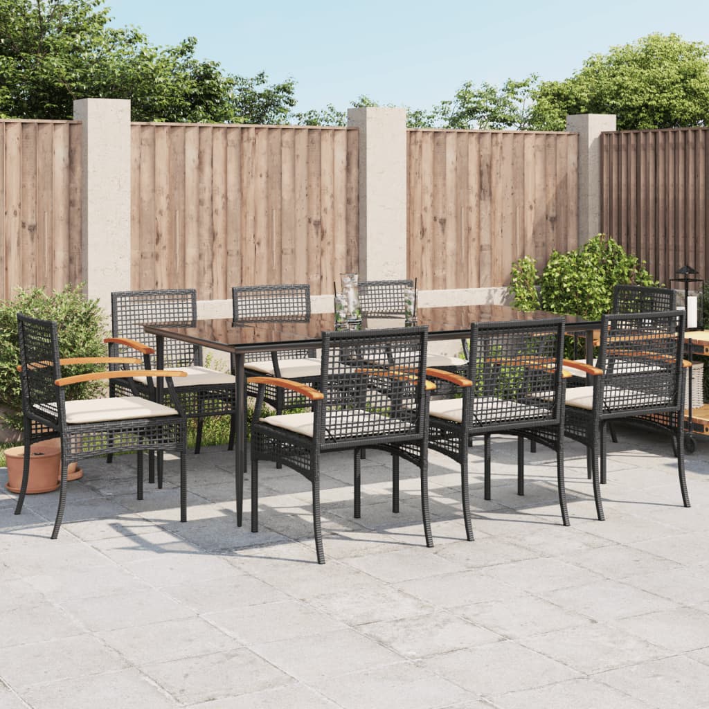 3 Piece Garden Dining Set With Cushions Poly Rattan