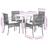 5 Piece Garden Dining Set With Cushions Poly Rattan
