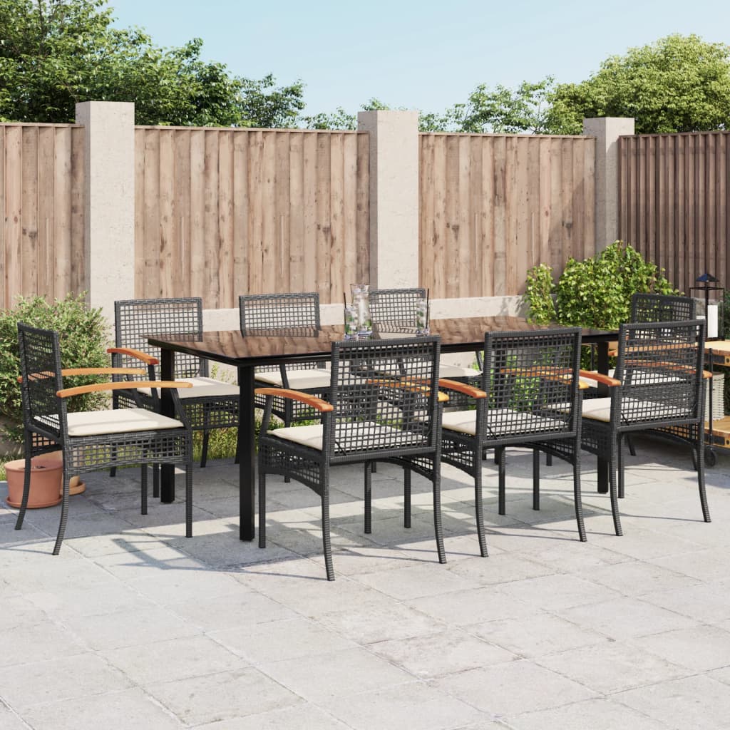 5 Piece Garden Dining Set With Cushions Poly Rattan