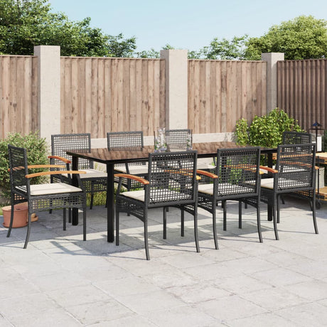 5 Piece Garden Dining Set With Cushions Poly Rattan