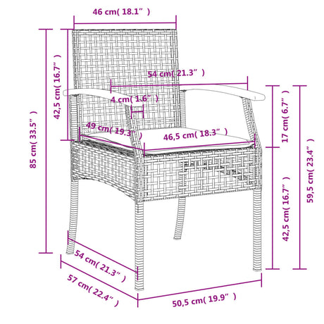 3 Piece Garden Dining Set With Cushions Poly Rattan