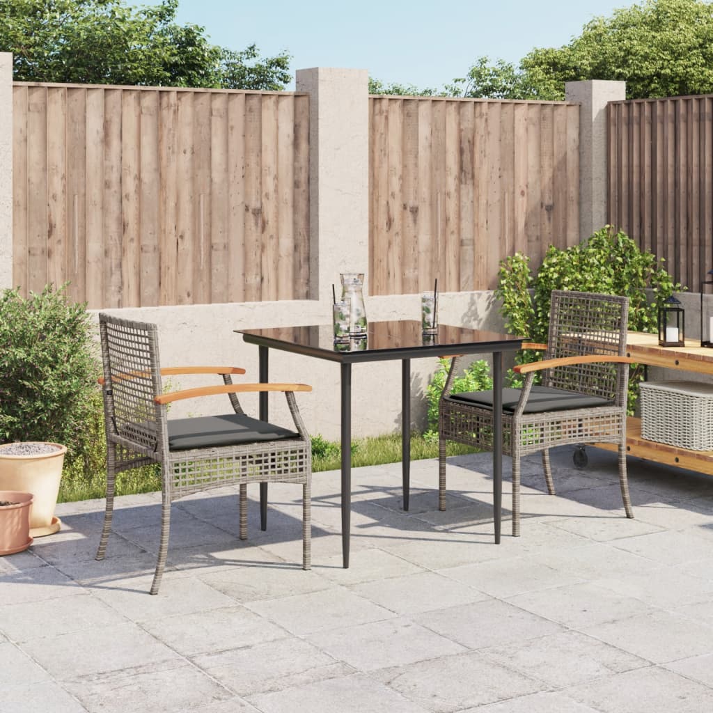 3 Piece Garden Dining Set With Cushions Poly Rattan