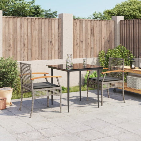 3 Piece Garden Dining Set With Cushions Poly Rattan