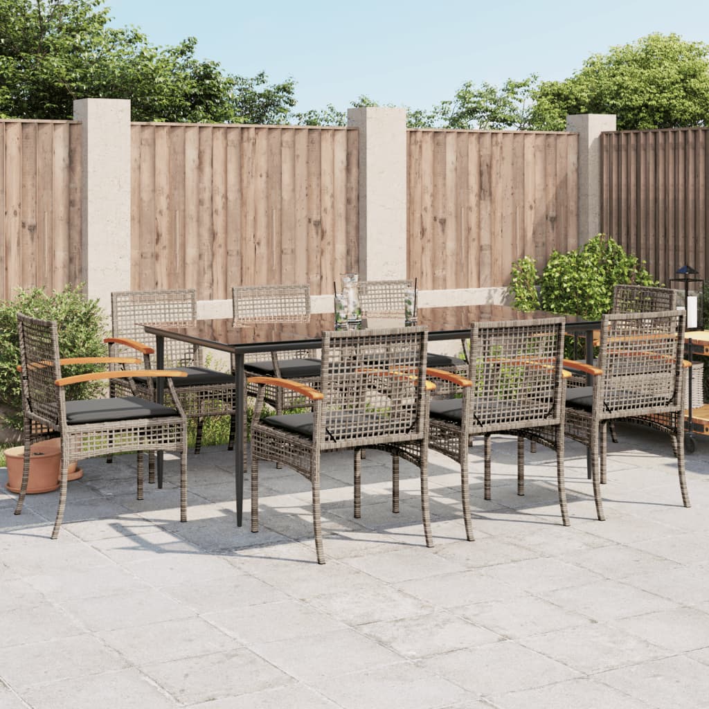 3 Piece Garden Dining Set With Cushions Poly Rattan