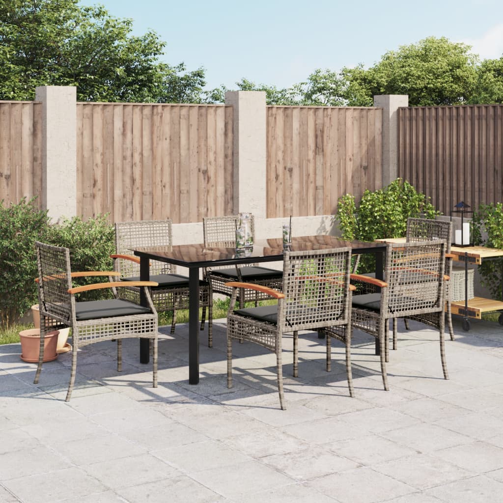 5 Piece Garden Dining Set With Cushions Poly Rattan