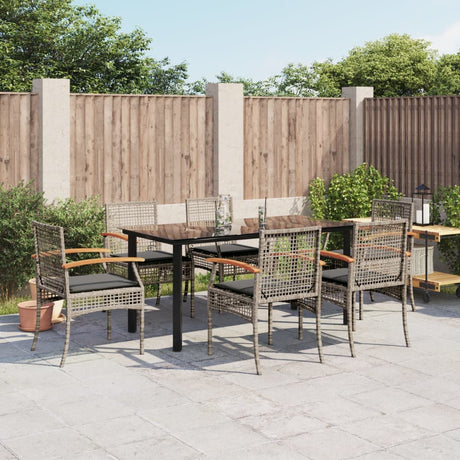 5 Piece Garden Dining Set With Cushions Poly Rattan
