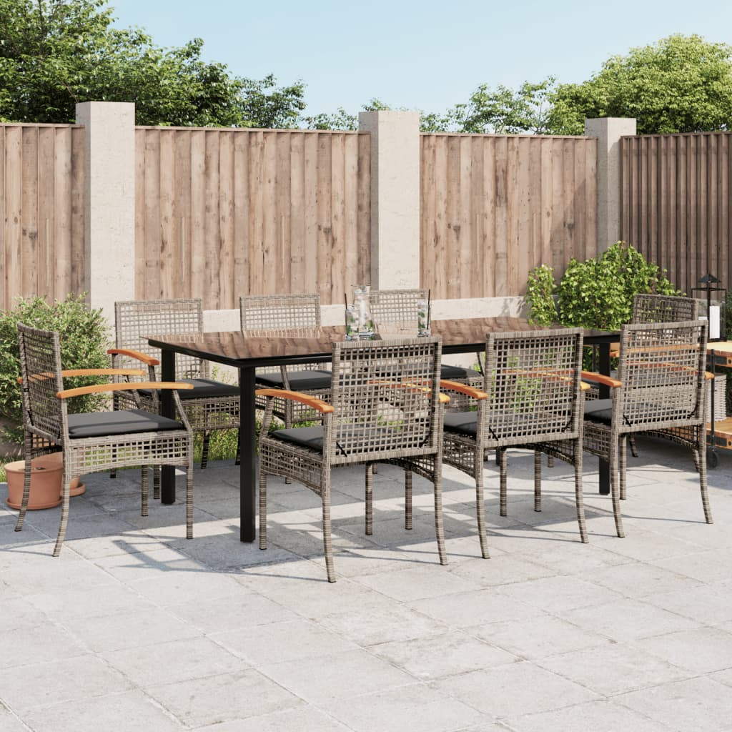 5 Piece Garden Dining Set With Cushions Poly Rattan