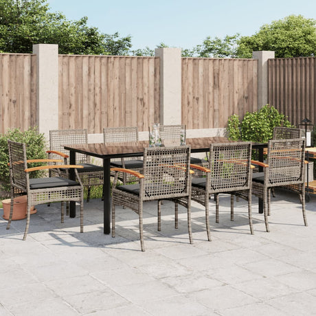 5 Piece Garden Dining Set With Cushions Poly Rattan