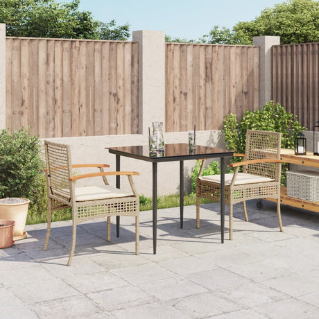 3 Piece Garden Dining Set With Cushions Poly Rattan