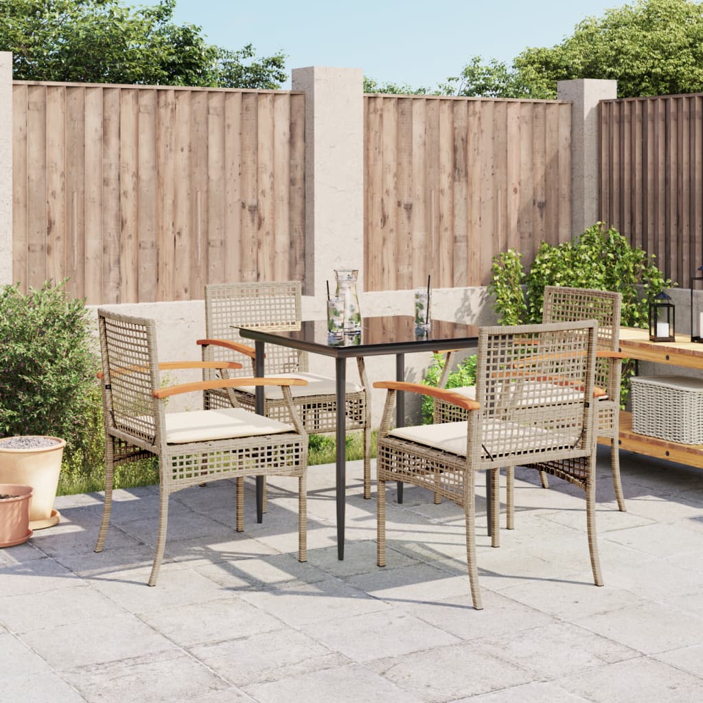 3 Piece Garden Dining Set With Cushions Poly Rattan