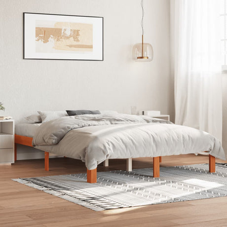 Bed Frame Without Mattress Solid Wood Pine 140X200Cm