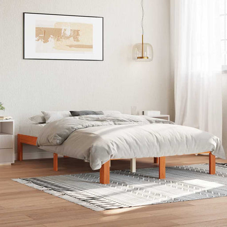 Bed Frame Without Mattress Solid Wood Pine 140X200Cm
